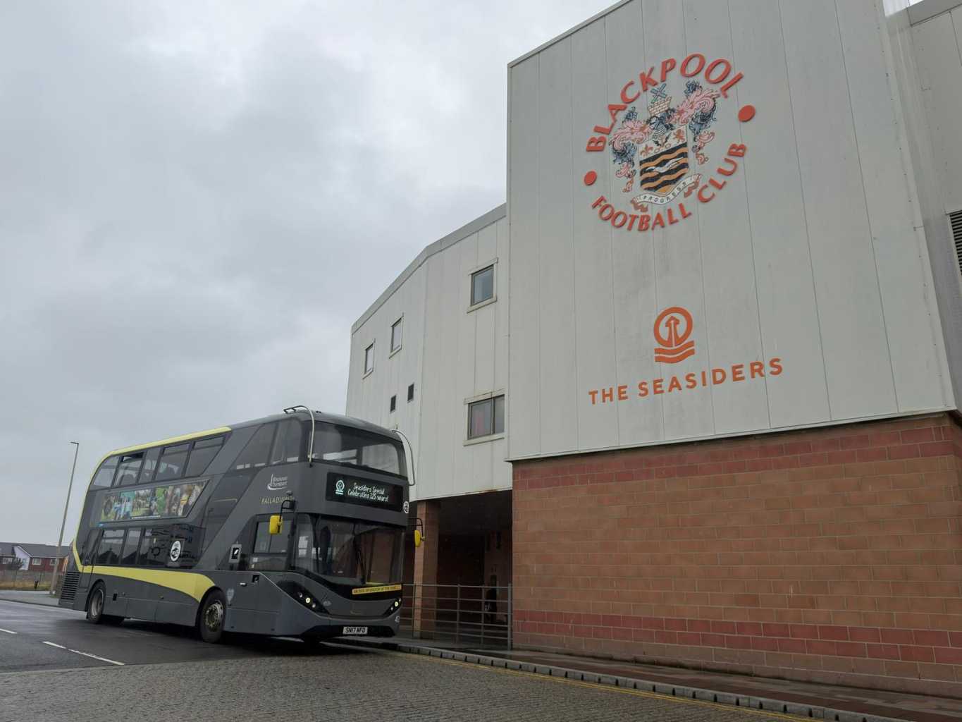Bus outside Bloomfield Road